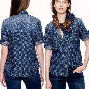 J. Crew Chambray Star Dot Button Down
